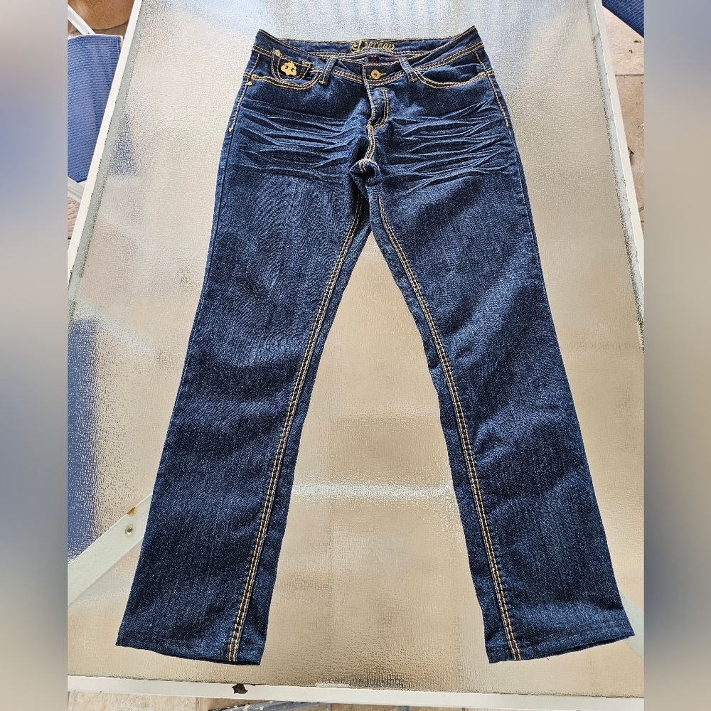 Deréon Jeans Gold Embellished Mid-Rise Skinny Denim Y2K Streetwear Glam 11/12 - Picture 1 of 13